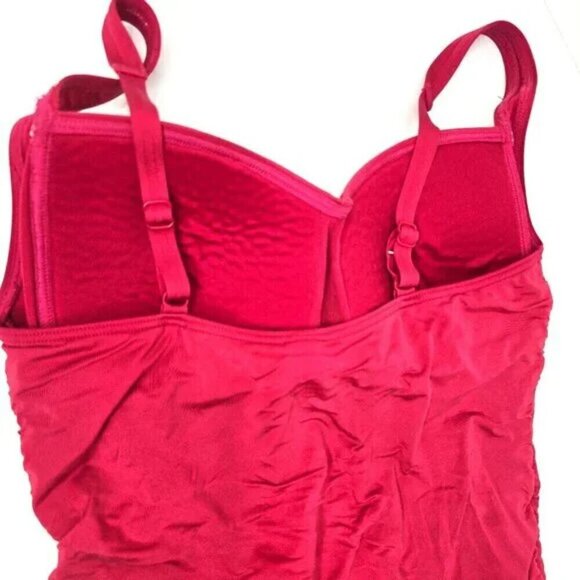 Bond-Eye Australia Red One Piece Tummy Control Ruched Front Swimsuit - Picture 6 of 9